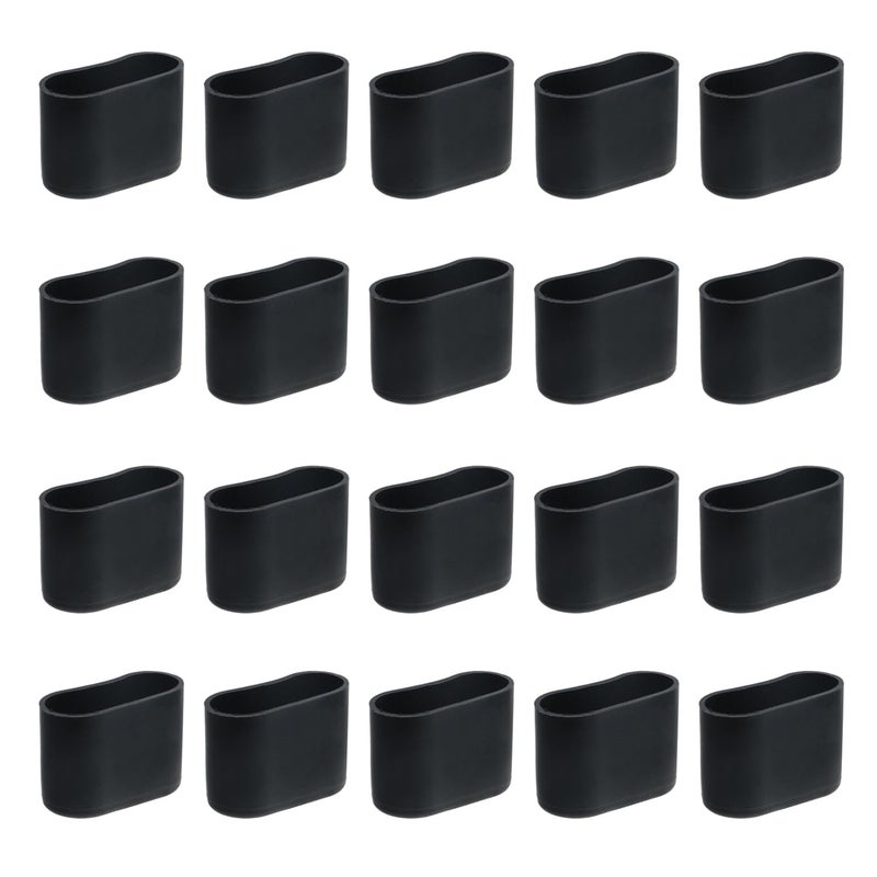 Geesatis 1.3" X 0.6" Oval Black Furniture Plastic Feet Cover Table Chair Legs Pad Floor Protector, PVC, Indoor & Outdoor Use, 20PCS - Image 1